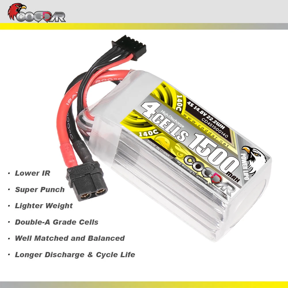鹰氪CODDAR1500mAh 4S 14.8V 140C穿越机FPV航模高倍率动力锂电池