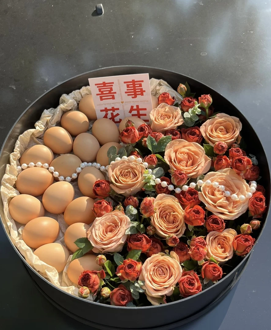 「月子花束」鸡蛋加卡布奇诺玫瑰月子鸡蛋花盒