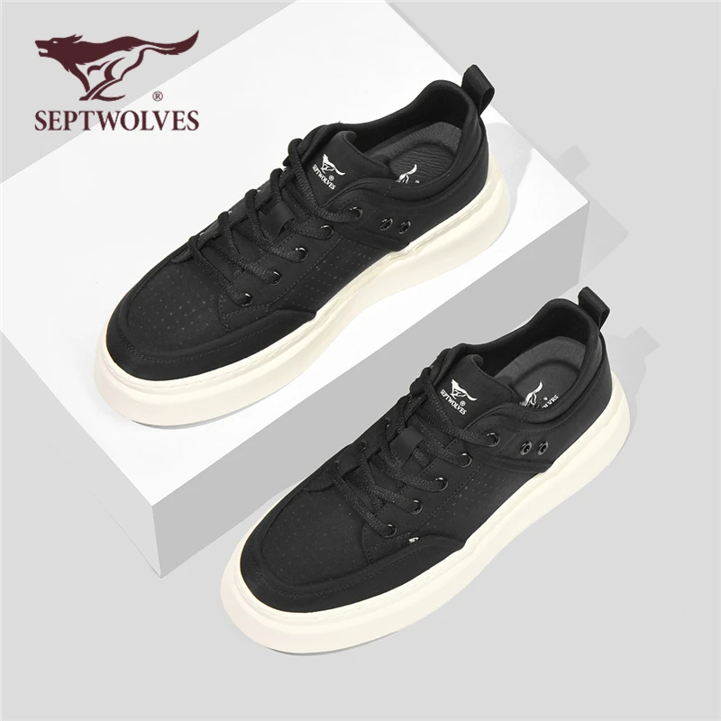 七匹狼休闲男鞋2024新款镂空男士板鞋网孔设计夏季帆布鞋男款透气