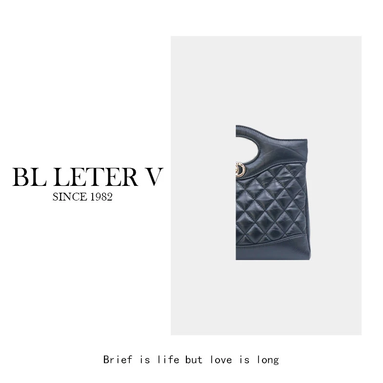 BL LETER V真皮女包菱格手拎限定包c