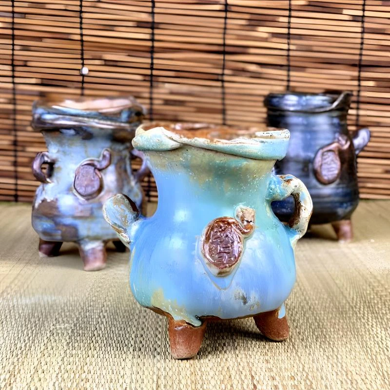 异形孤品高端手工茶壶多肉花盆粗陶透气复古新款绿植老桩花盆摆件