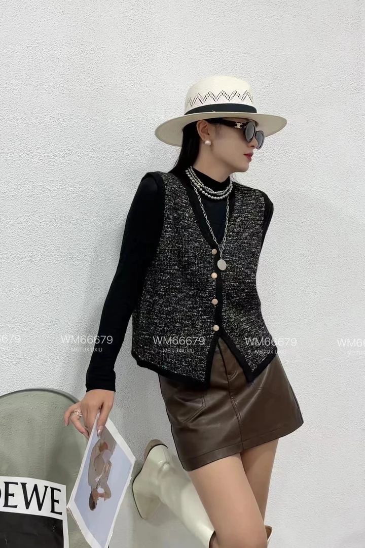 K789女士新款时尚休闲百搭小香风韩系针织两件套