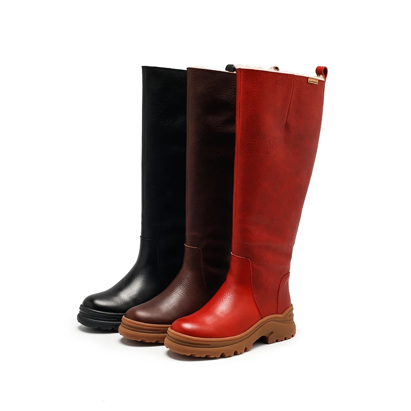 羊皮毛一体雪地靴女大棉长靴39737-74及膝长筒靴女长靴过膝骑士靴