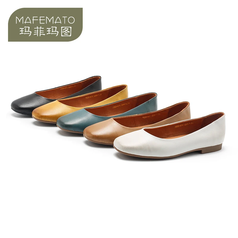 7553-61春季OL百搭工作上班女鞋羊皮女鞋方头浅口低跟单鞋妈妈鞋