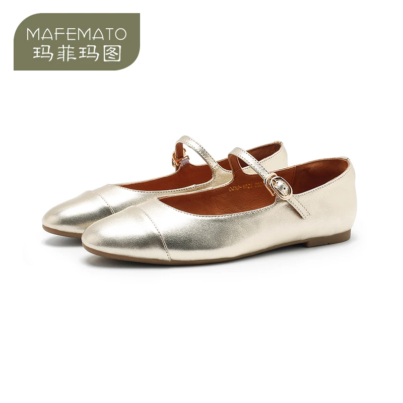 0239-102春季文艺复古圆头浅口红色女鞋玛丽珍女鞋平底鞋单鞋