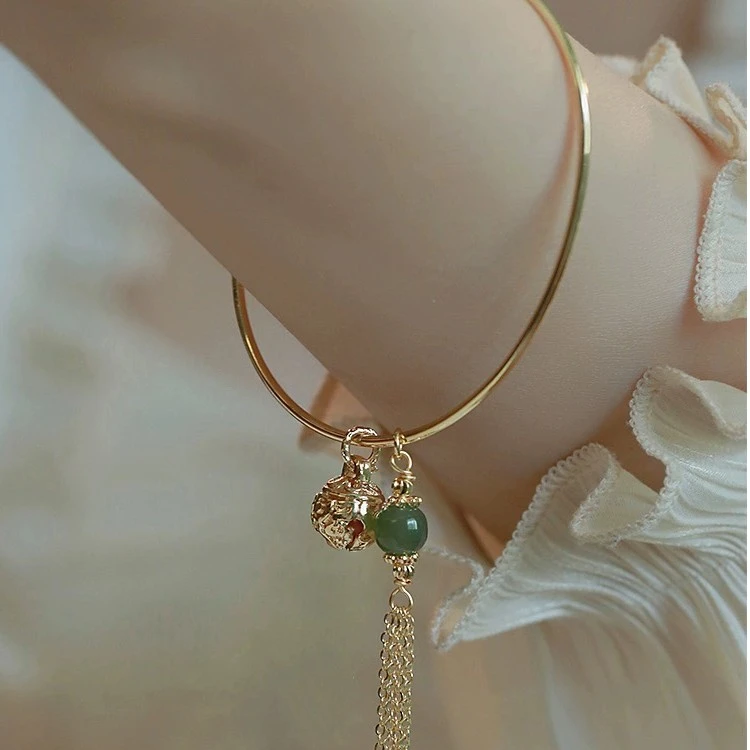 铜合金玻璃手镯 7277古风爆款半镯设计感闺蜜不掉色2023新女夏