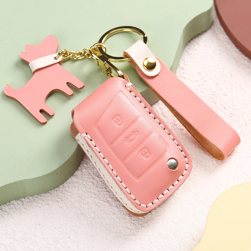 植鞣皮女款大众车钥匙套迈腾朗逸宝来途观速捷达帕萨特专用真皮壳