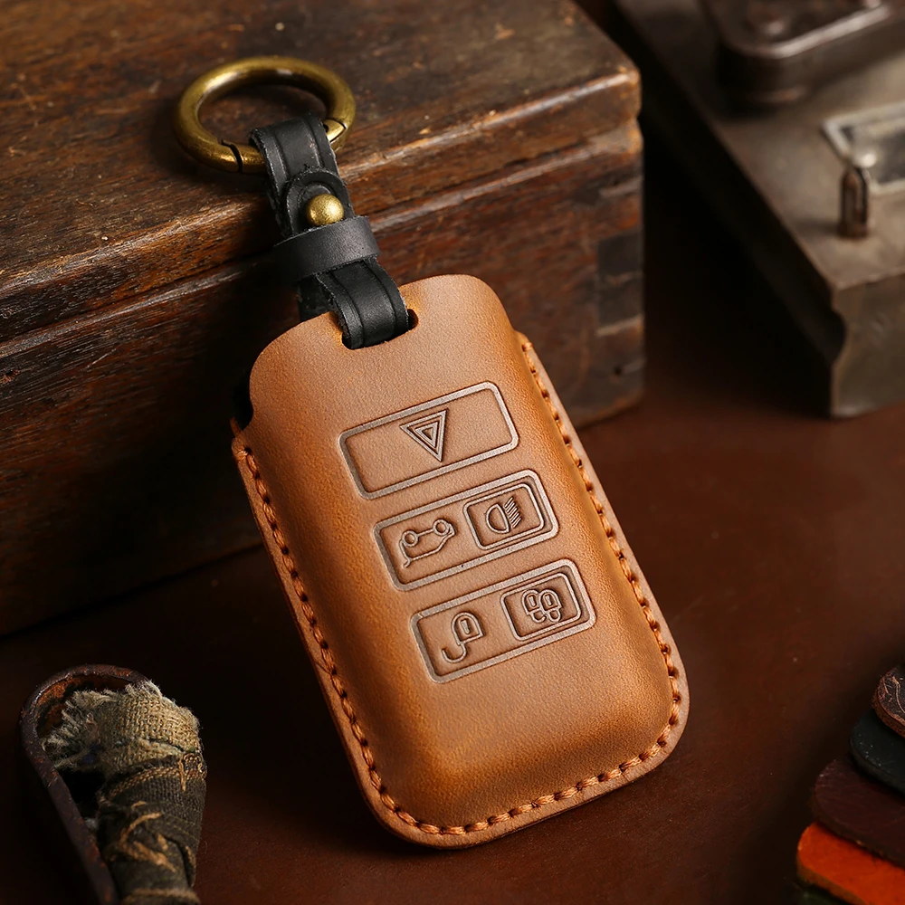 路虎车钥匙套捷豹揽胜极光发现神行星脉卫士专用手工单缝线真皮包