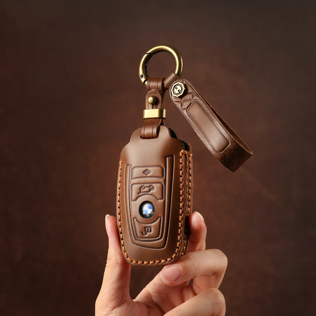 双缝线宝马车钥匙套5系X1/3系/X3/X5/7系/X2专用手工真皮保护壳包