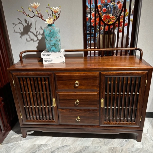 新中式餐边柜 黑檀木 储物柜 餐厅客厅置物柜