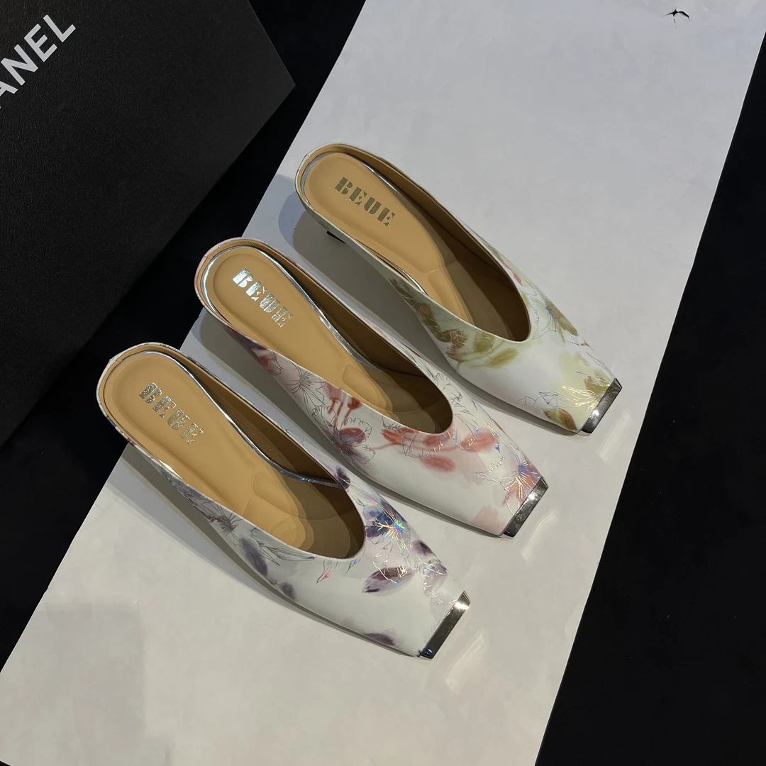 【微时尚】春夏时尚羊皮气质女士百搭中跟夏季凉鞋时装浅口单鞋4204