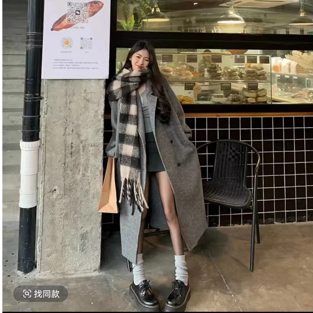 【清仓】冬季新款韩版大衣直筒加棉加厚毛呢外套大衣宽松加厚外套