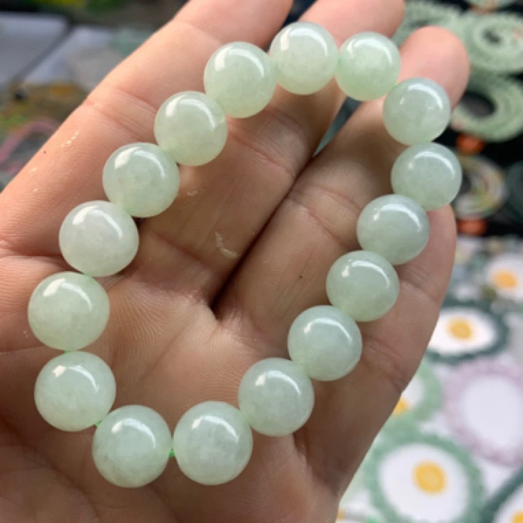 天然缅甸翡翠A货卡12冰睛手串女款睛底时尚手串16颗珠子适合小手