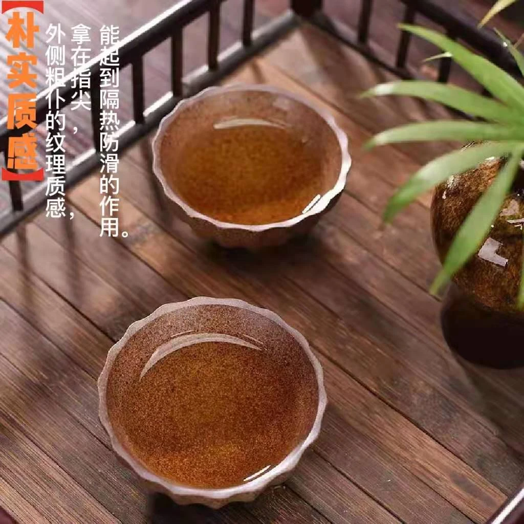 茶杯品茗杯防滑隔热精美纹理陶瓷纯手工压手杯盏杯普洱杯主人杯