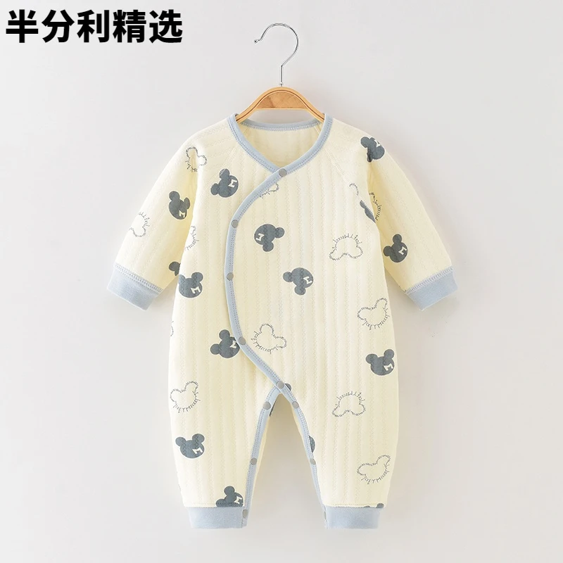 婴儿连体衣保暖春秋冬季款棉夹棉宝宝内衣爬爬服睡衣新生儿衣服