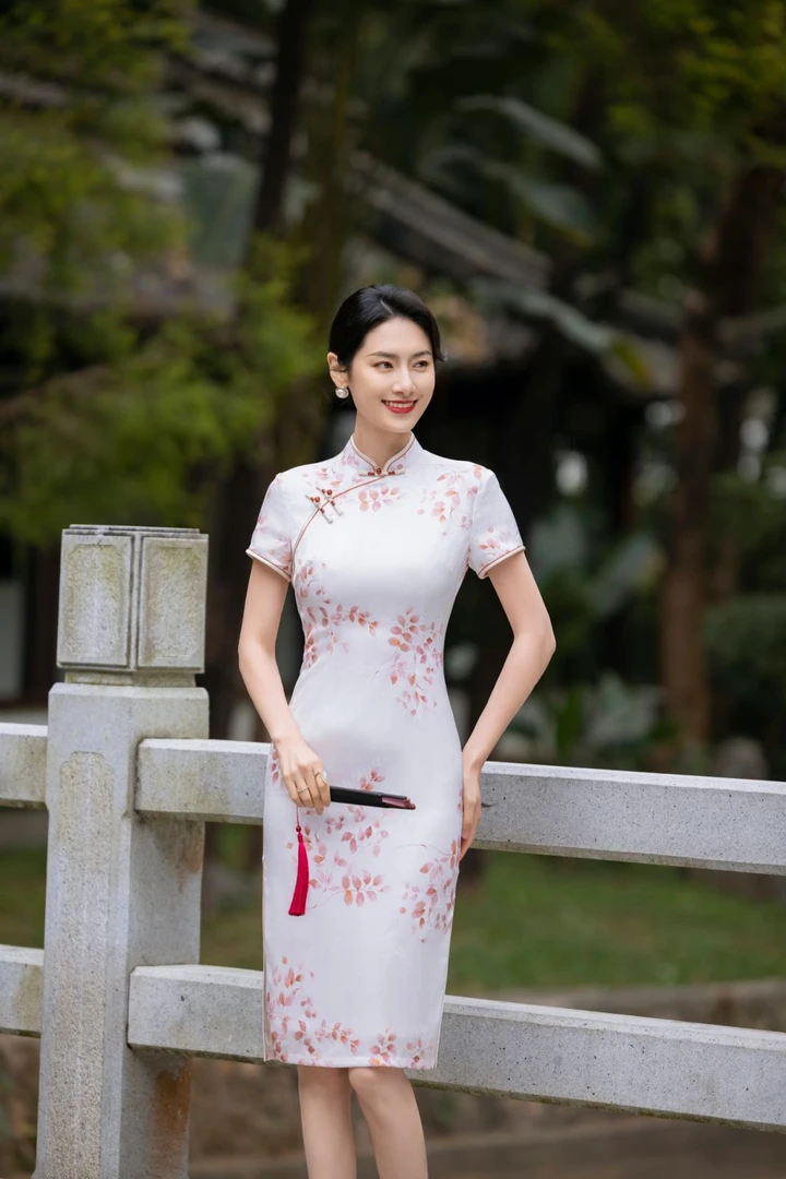 旗袍 中长款 双层（衣长约105cm）叶知秋（橘） C333