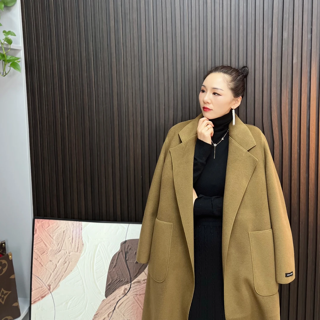秋冬新款大衣中长款时尚韩版气质宽松显瘦洋气高端女款双面呢外套