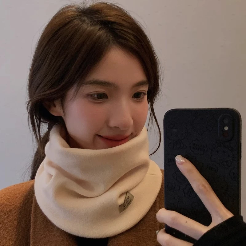 纯色多功能防寒时尚女围巾秋冬季韩版百搭针织脖套保暖挂耳面罩潮