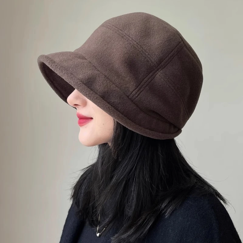 帽子女秋冬季大头围显脸小堆堆帽冬季护耳包头冷帽日系盆帽渔夫帽