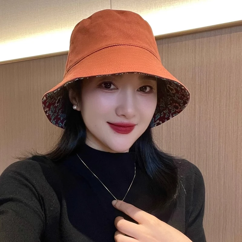 日系甜美可爱双面印花遮阳渔夫帽女夏季户外大帽檐休闲小清新盆帽