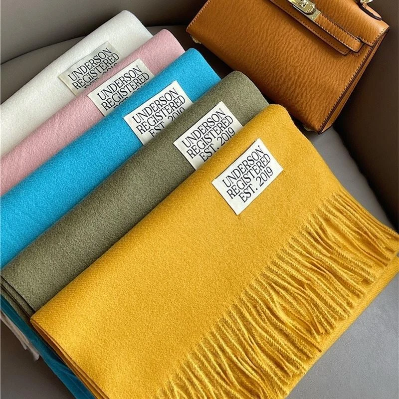 韩版糖果色系纯色围巾女秋冬季ins学生时尚保暖护颈围脖披肩两用