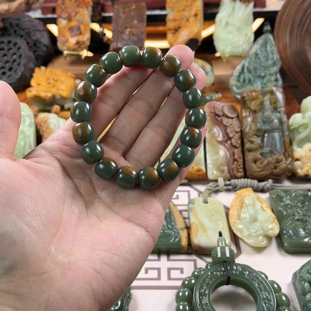 【闪购商品】岫岩河磨玉（透闪石质玉）手串未镶嵌琥*宫