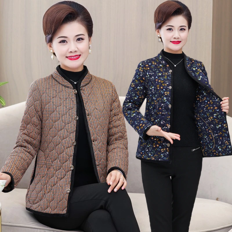 中老年女装秋冬短款加绒棉加厚外套妈妈装修身保暖内胆小棉袄衣服