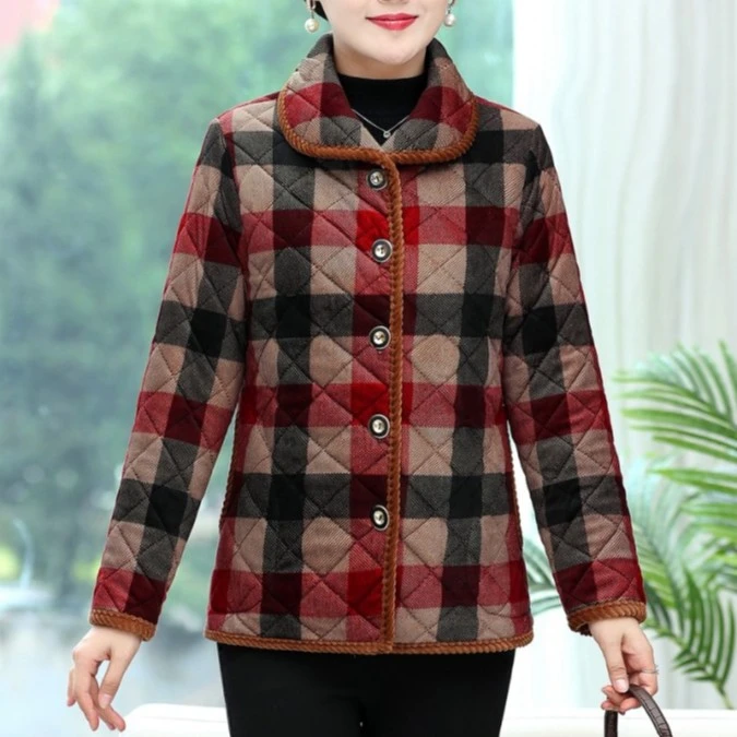 冬装新款大码棉服女民族风妈妈短款加绒加厚保暖外套绒面小棉衣