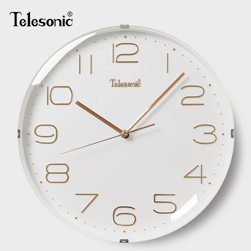 TELESONIC/天王星简约挂钟日系客厅静音石英钟表北欧装饰时钟挂表