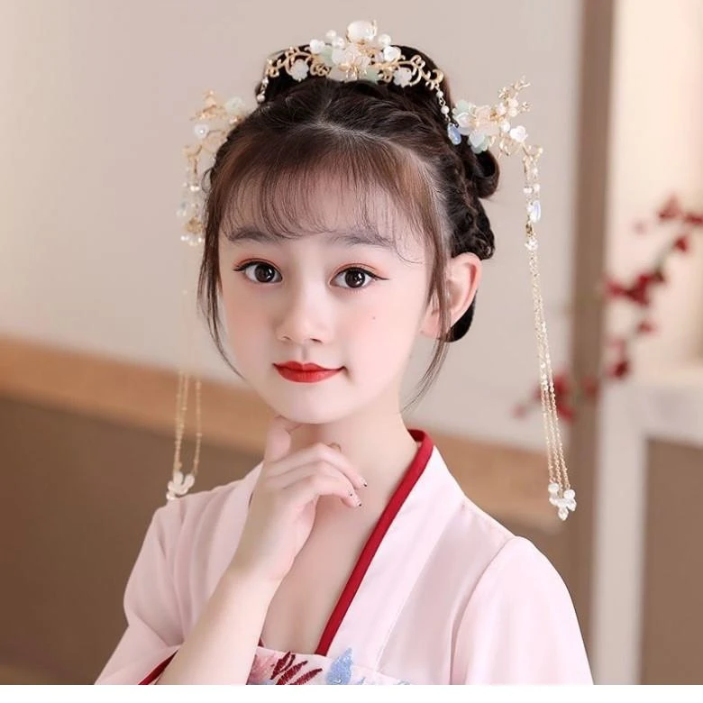 汉服头饰流苏簪发仙气步摇发簪古风超仙发冠发梳对簪全套古装