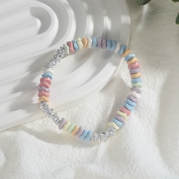 吴越老银铺 925银手链 绮梦手链彩色少女银手链简约百搭ins