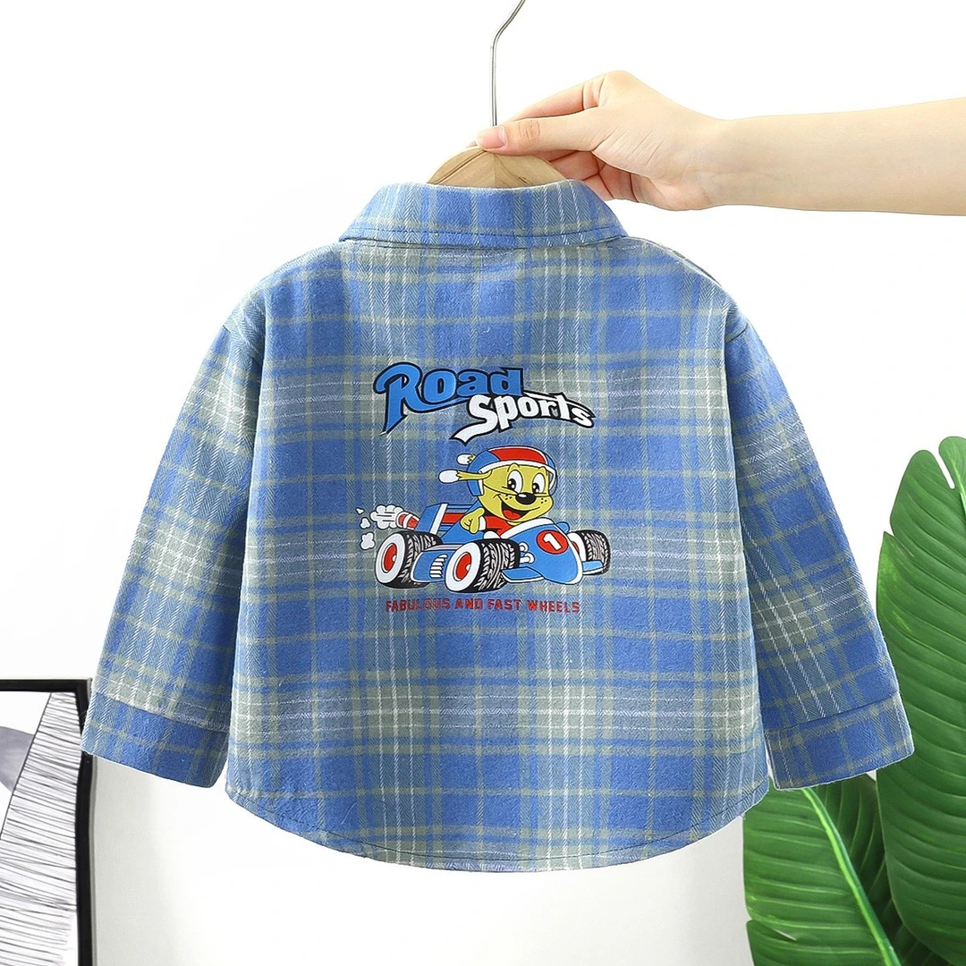 春秋季宝宝休闲上衣男宝女宝长袖格子单排扣开衫ins.百搭气质慵懒