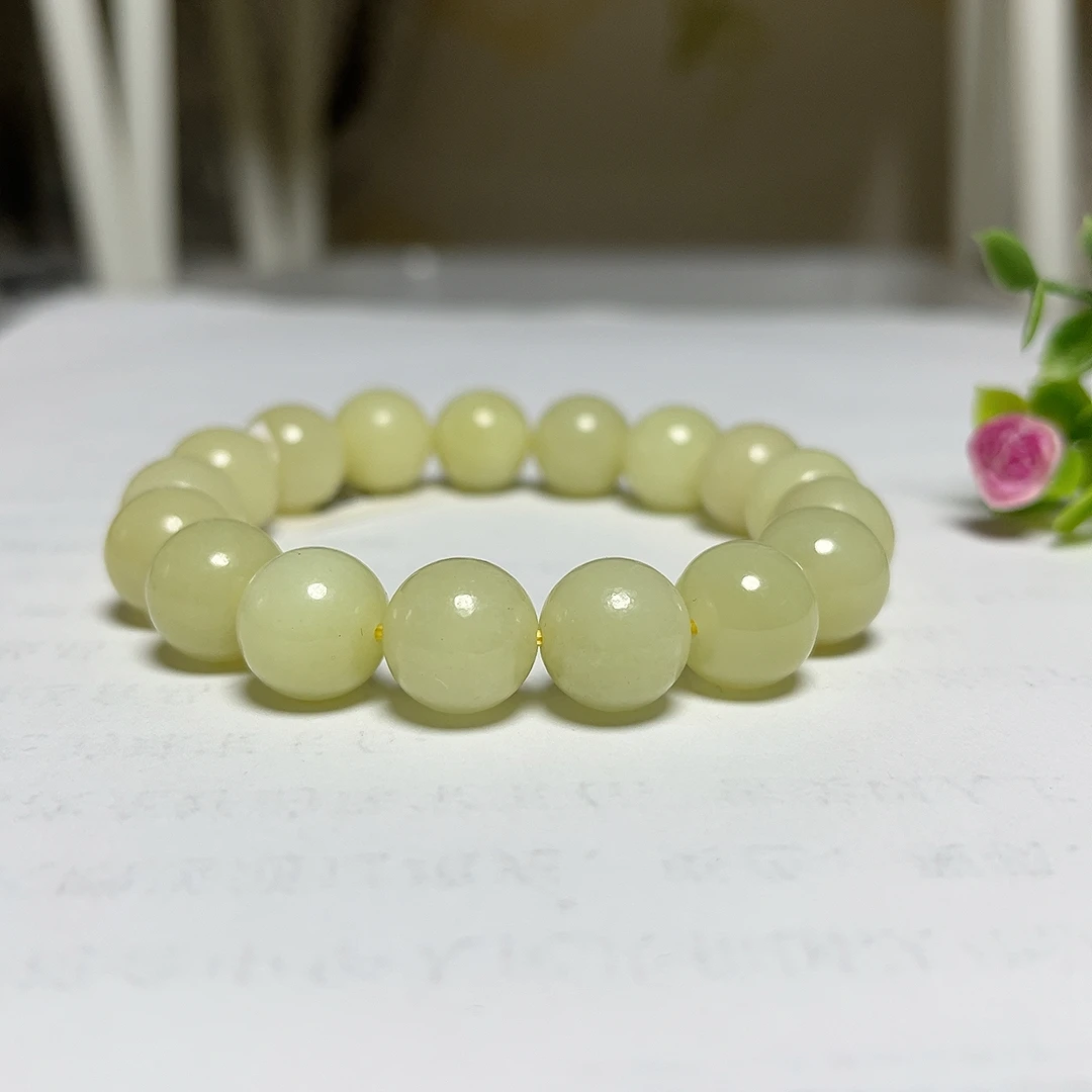 天然新疆和田玉黄口料手串卡12