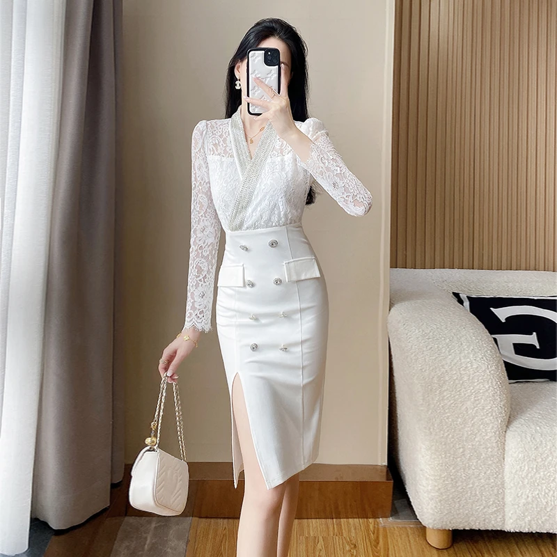 2025春秋新款高级感名媛气质内搭长袖修身显瘦高腰包臀裙子5453