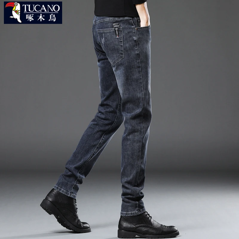 啄木鸟高端牛仔裤男士2025年春季新款直筒修身弹力休闲潮牌长裤子