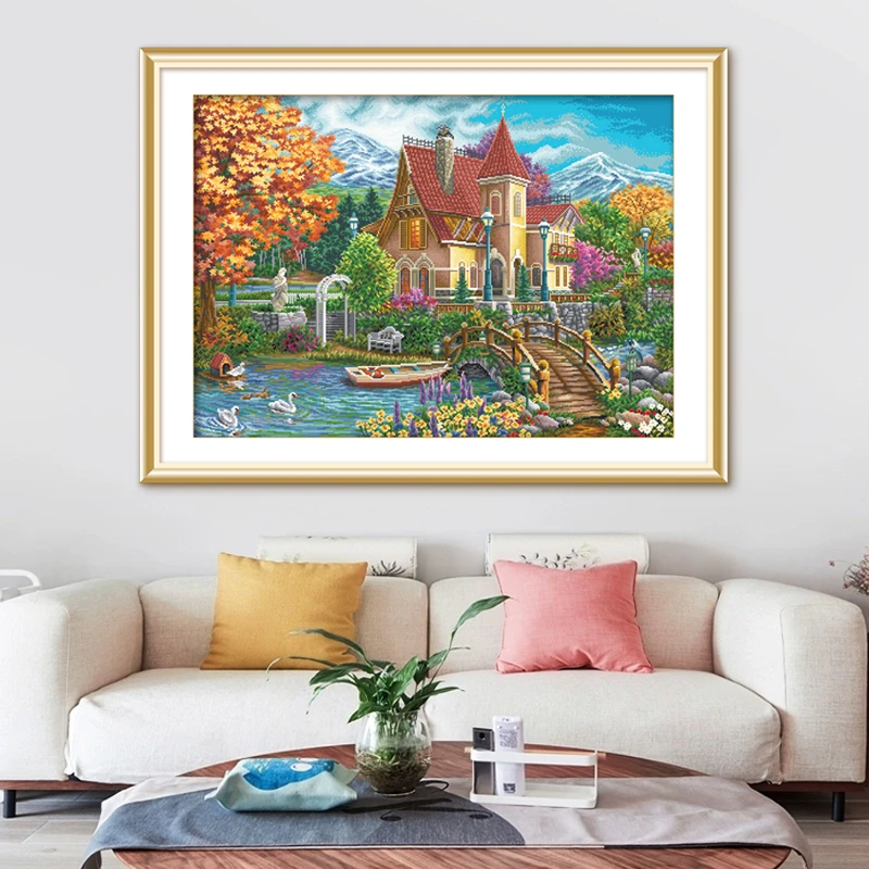 【居家好物】ks十字绣瑞枫园墅新款自己绣手工棉线DIY满绣105色