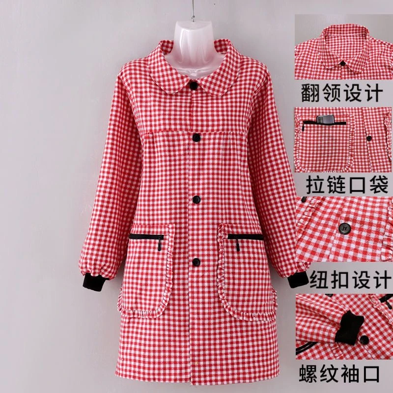 新款时尚罩衣女外穿爆款防尘耐磨开衫围裙家用上班棉布透气工作服