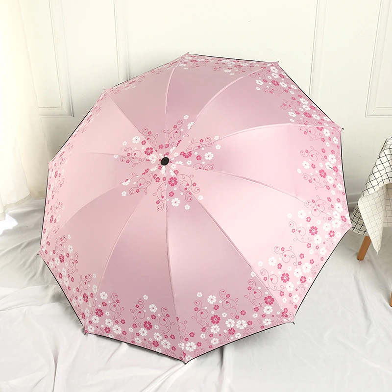 晴雨两用雨伞黑胶防晒防紫外线太阳伞学生折叠小清新遮阳伞加大伞