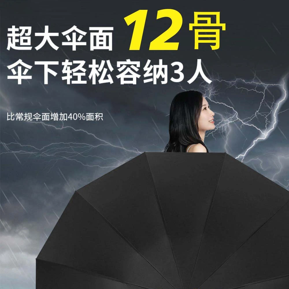 十二骨超大号雨伞加大加固折叠男女商务伞双人晴雨两用伞抗暴风雨