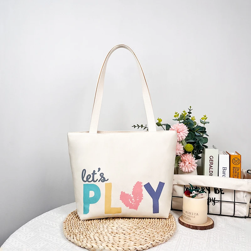 2024PLay时尚夏季百搭文艺网红帆布包托特包包大容量单肩饭盒包