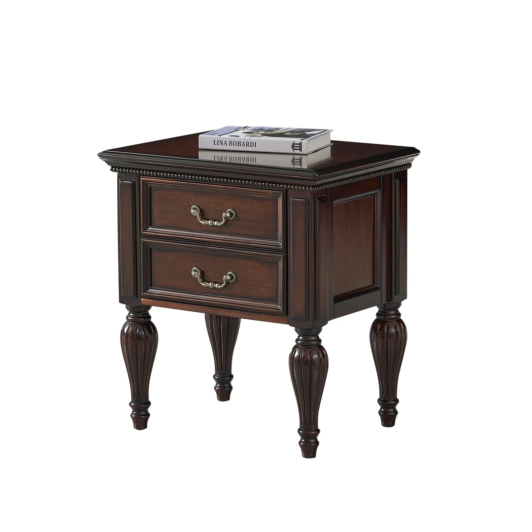 金丝黄檀全实木美式床头柜古典家用雕花