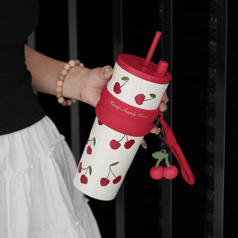 世大家吸管保温杯保冷2025新款女高颜值陶瓷内胆咖啡杯子女网红杯