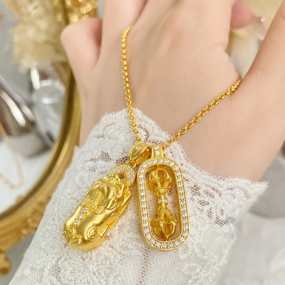 钛钢项链 新中式貔貅降魔杵项链女款时尚百搭复古气质轻奢锁骨链