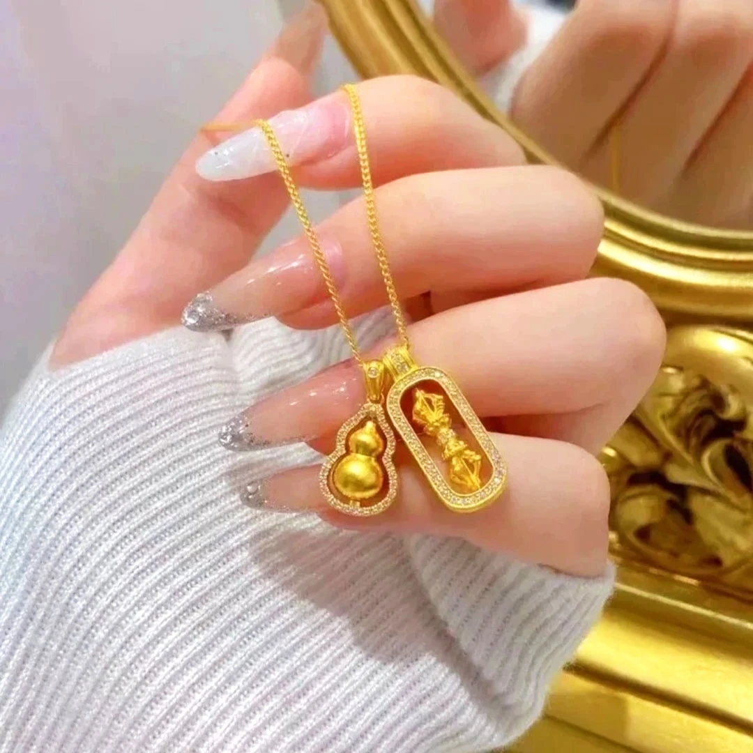 钛钢项链 新中式金刚杵葫芦雅丹吊坠女2024新款时尚百搭项链简约