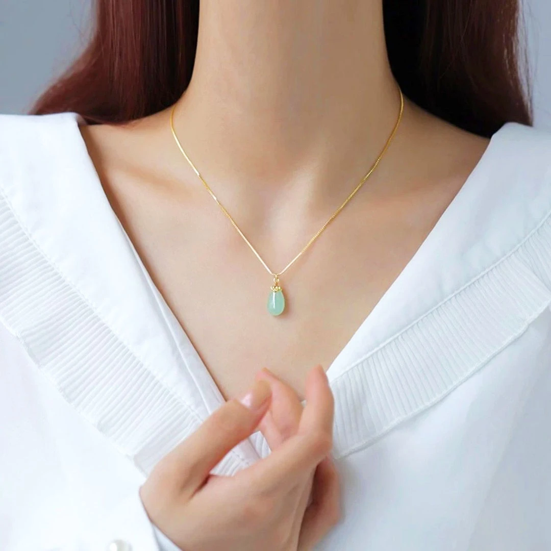 铜合金项链 如意水滴项链女款轻奢小众高级感复古风气质秋冬吊坠