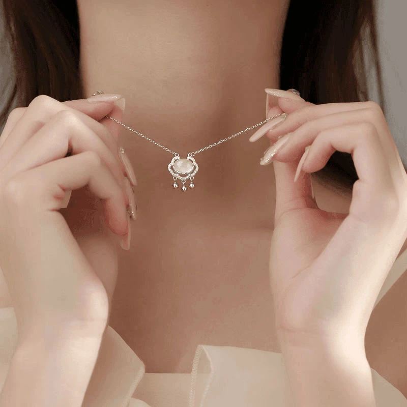 钛钢项链  如意平安锁项链女款古风经典时尚百搭轻奢不掉色锁骨链