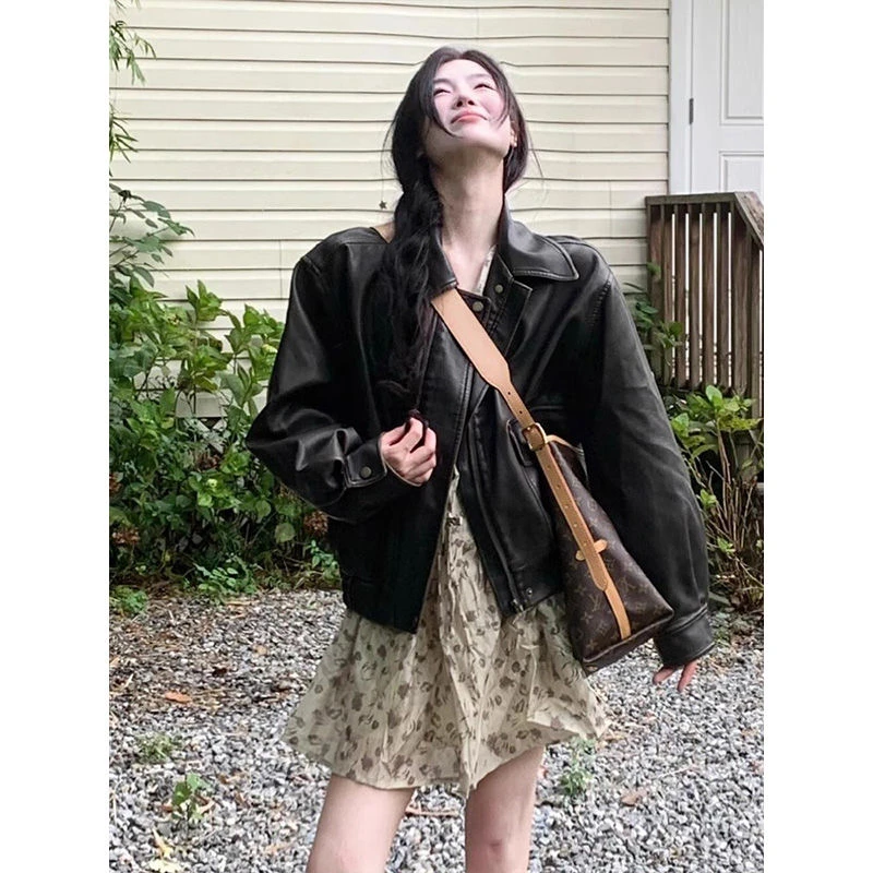 2024秋季新款穿搭女韩版美式遮肉复古百搭开衫外套学院风宽松开衫