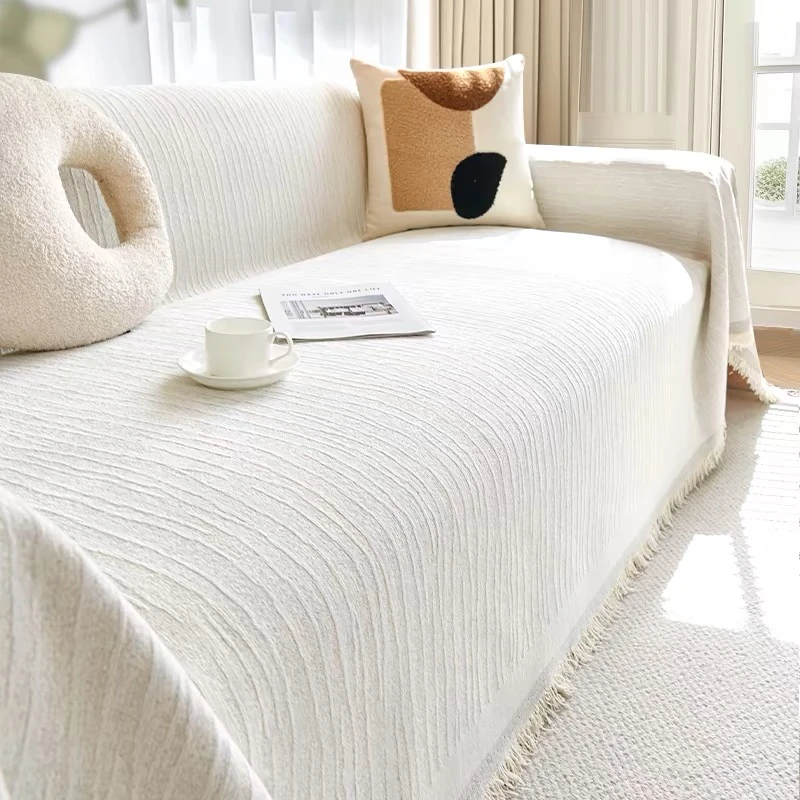 【小香风纯色】法式轻奢奶油风雪尼尔防滑防猫简约沙发全盖沙发布