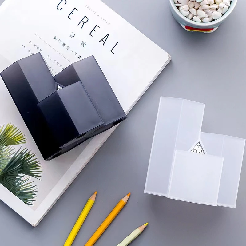 三格斜插式创意笔筒多功能桌面装饰（颜色不挑）