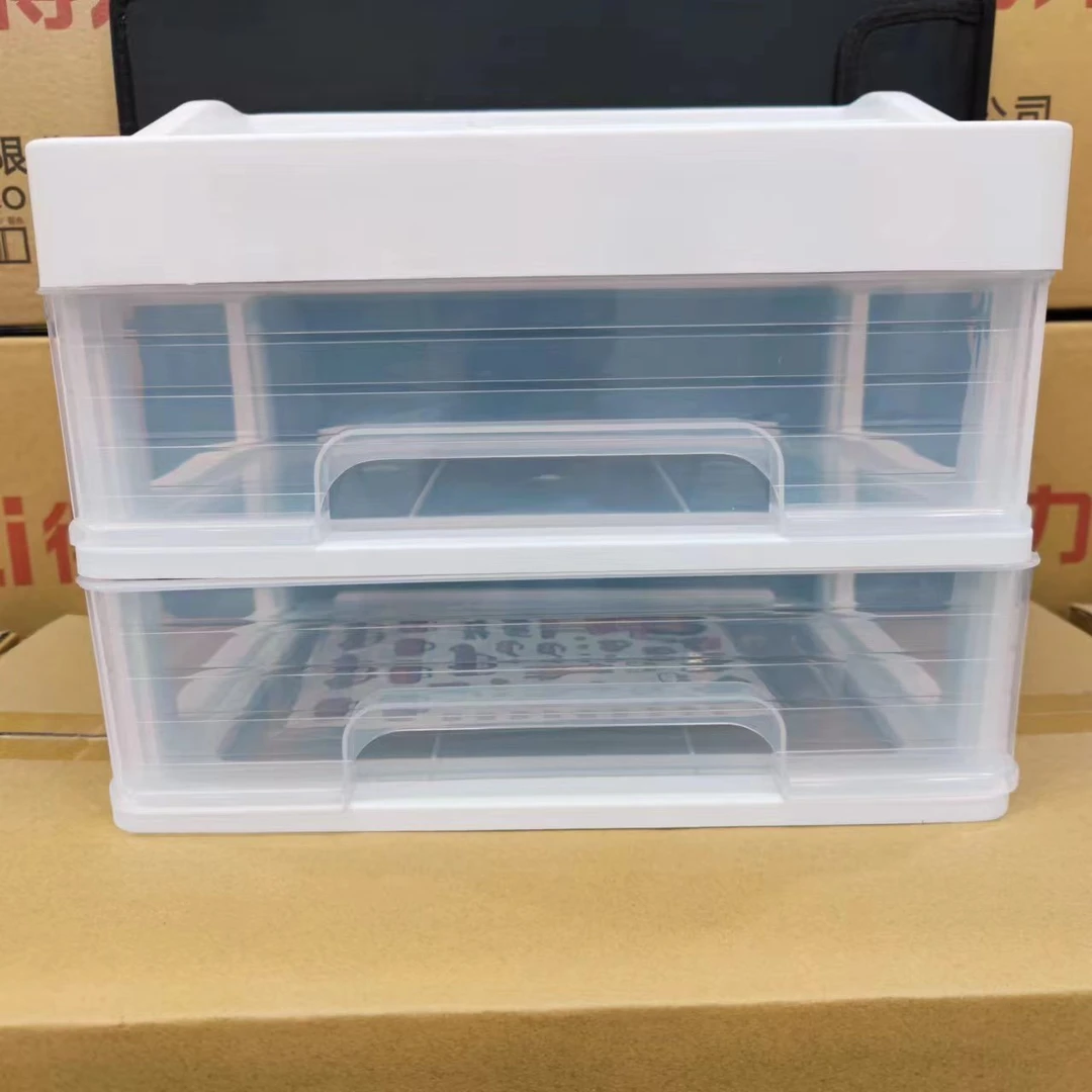超大号二层桌面收纳盒透明置物架化妆盒抽屉式